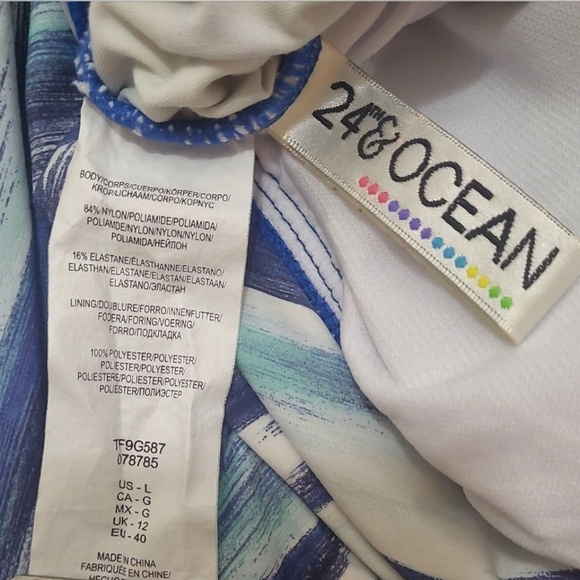 24th & Ocean Wrap Front Halter Tankini Swimsuit Top Blue Aqua Size Large - Picture 4 of 9